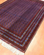 Afghan Bilcik Style Hand-Knotted Wool Rug 4' 7" x 6' 4"
