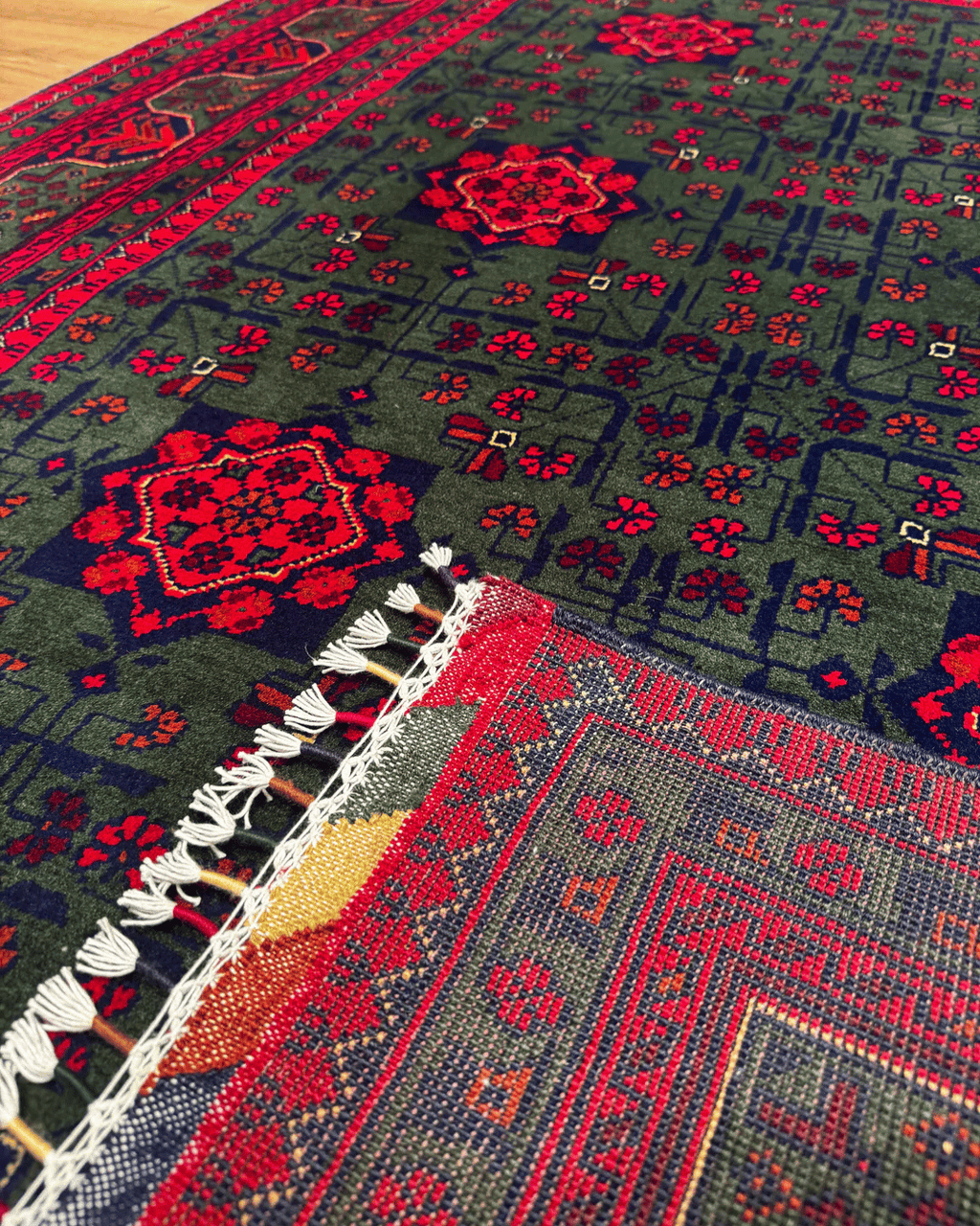 Tapis en laine style afghan 55 x 146 cm