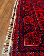 Handwoven Afghan Style Wool Runner 2.62x9.51 ft