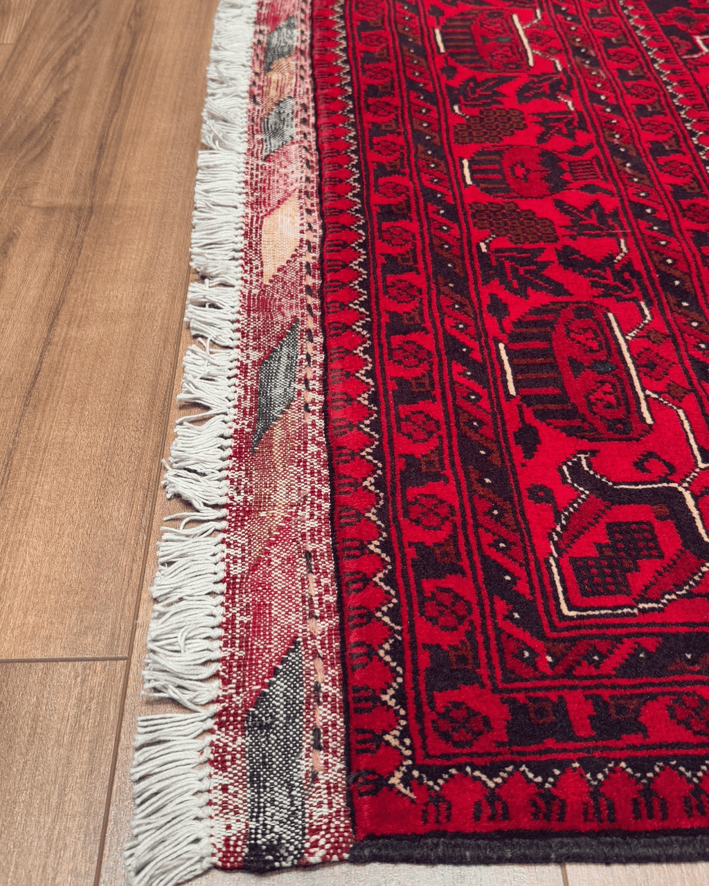 Tapis en laine style afghan 55 x 146 cm