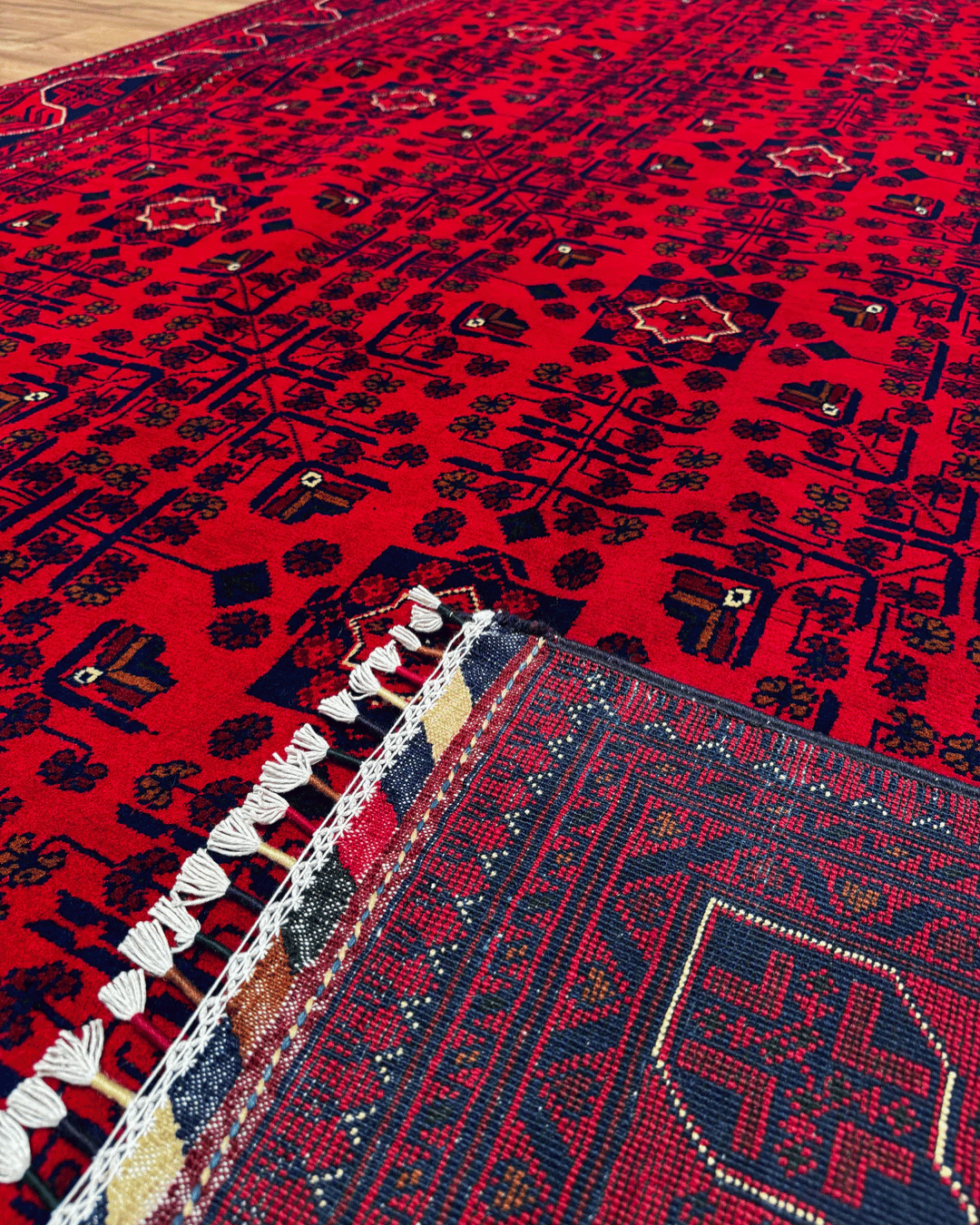 Tapis en laine style afghan 55 x 146 cm