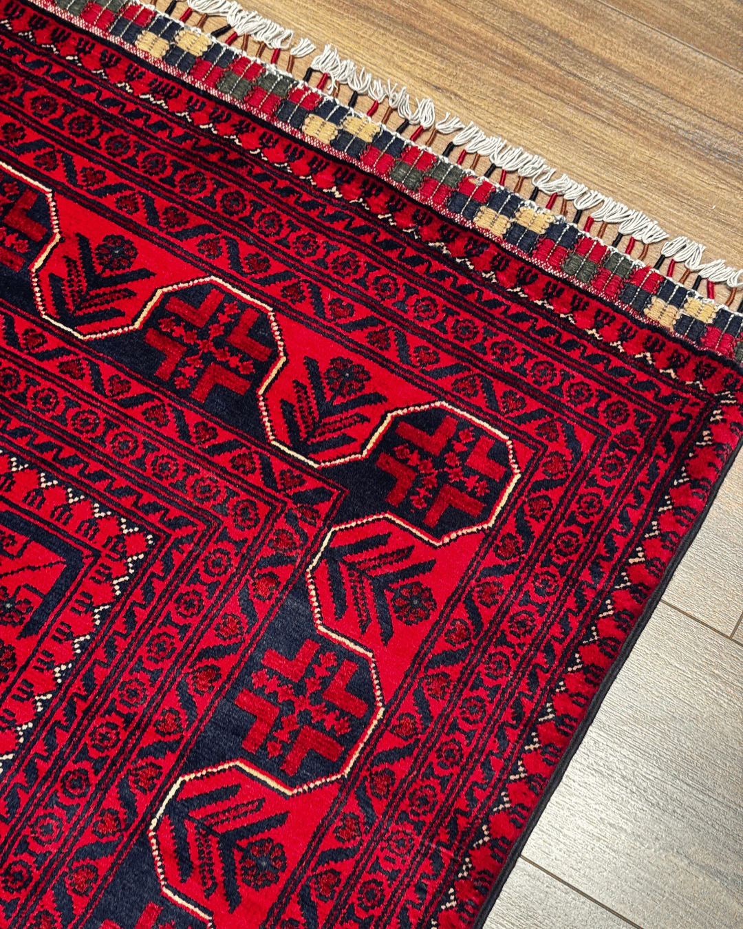 Handwoven Afghan Style Wool Rug 7' 9" x11' 1"