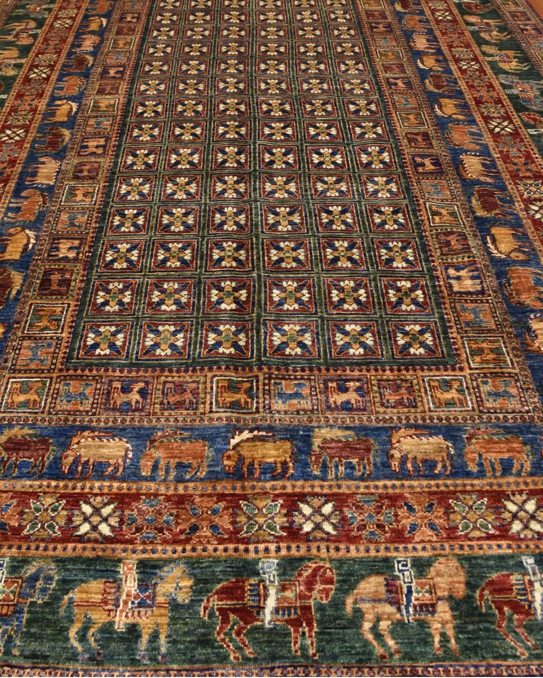 Pazyrk Hand-Knotted Wool Rug 6' 5" x 10' 5"