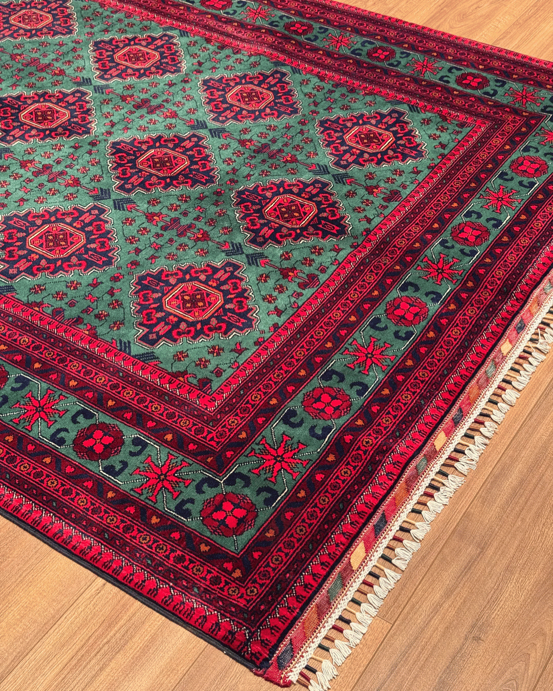 Tapis en laine style afghan 55 x 146 cm