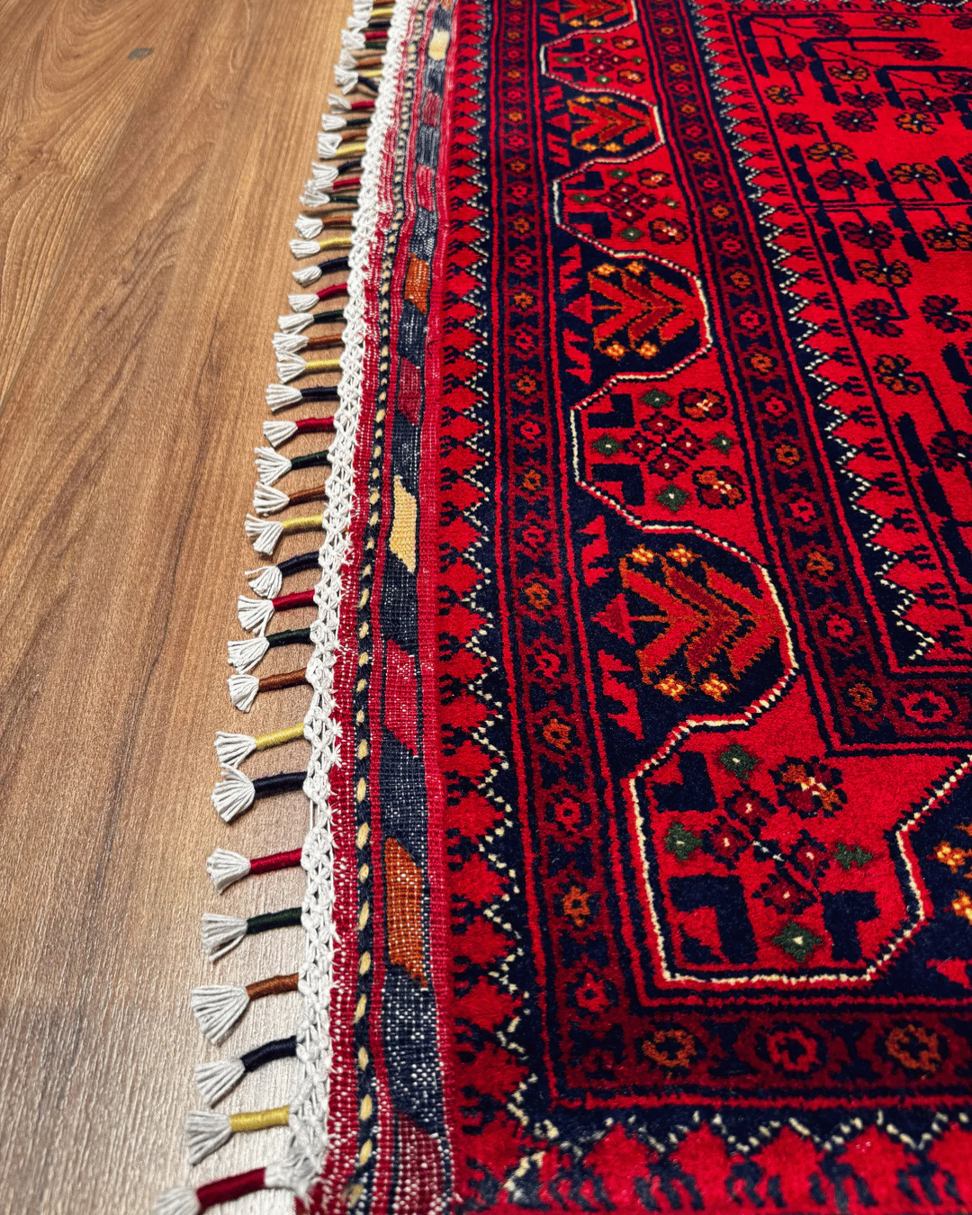 Handwoven Afghan Style Wool Rug 3' 2" x 4' 9"