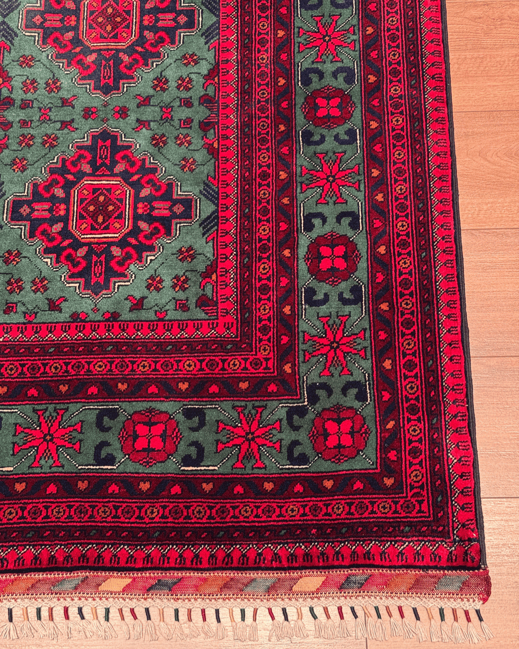 Tapis en laine style afghan 55 x 146 cm