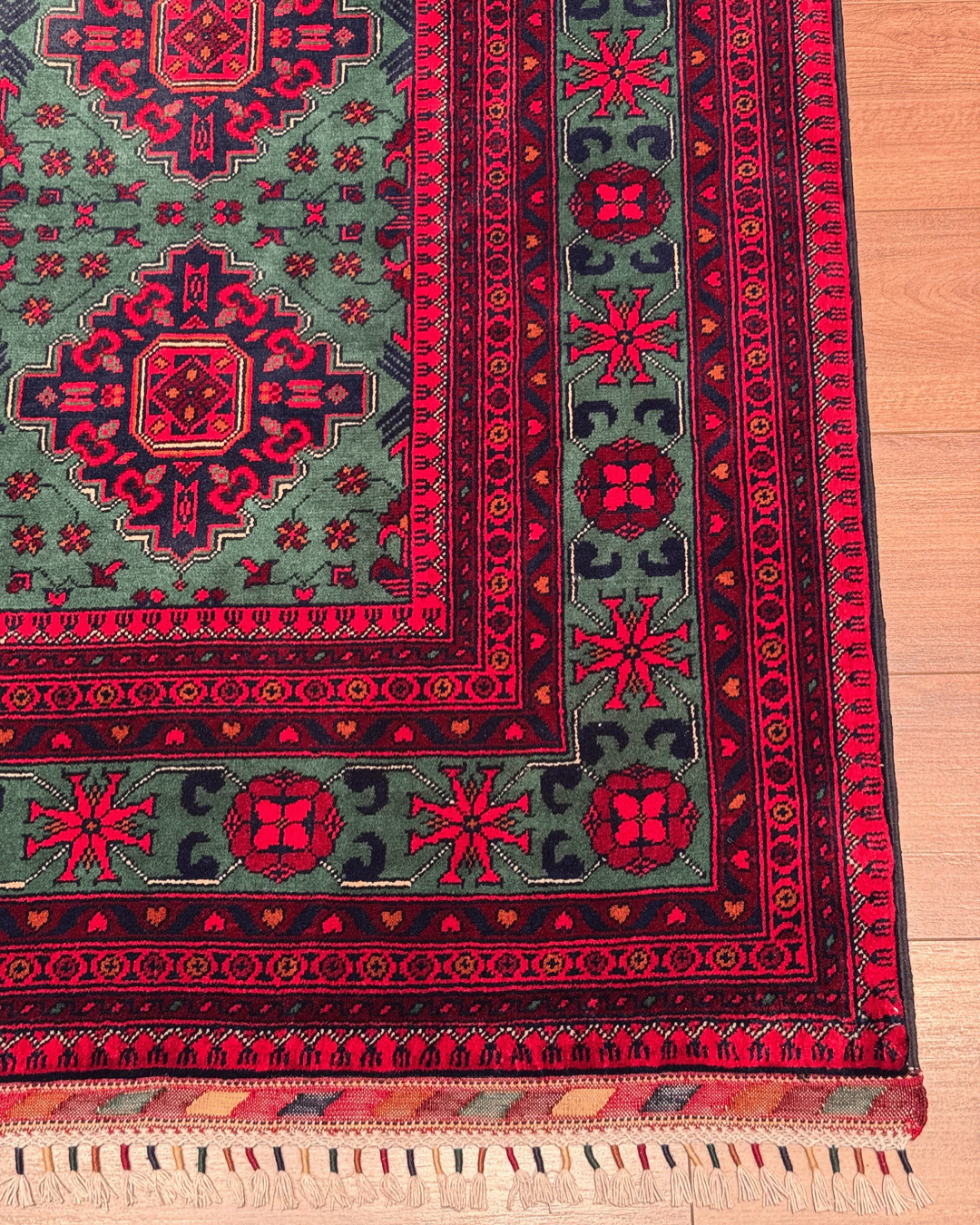 Tapis en laine style afghan 55 x 146 cm