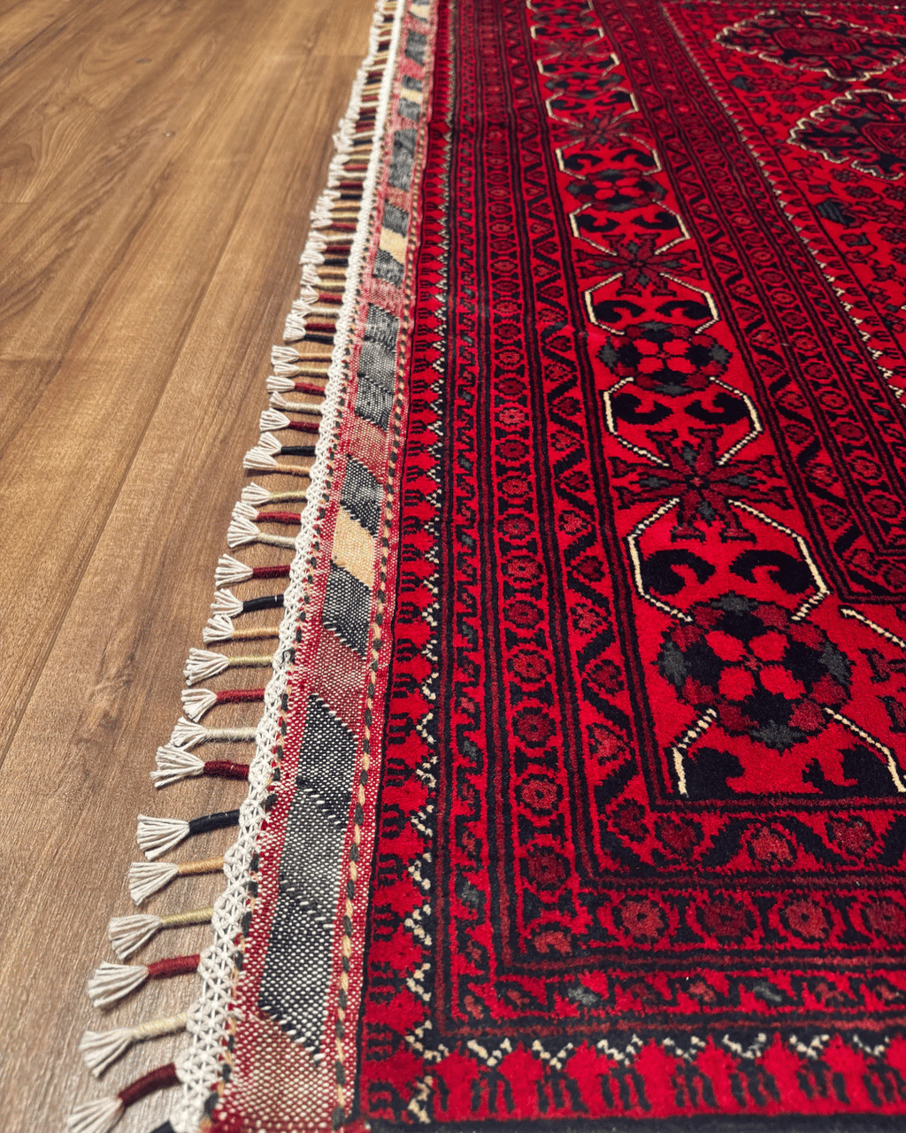 Tapis en laine style afghan 55 x 146 cm
