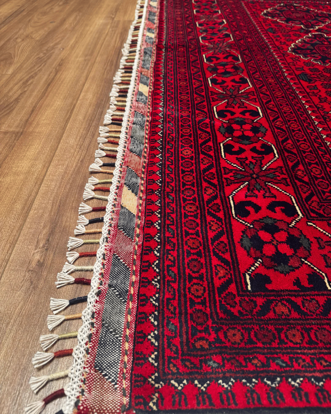 Tapis en laine style afghan 55 x 146 cm