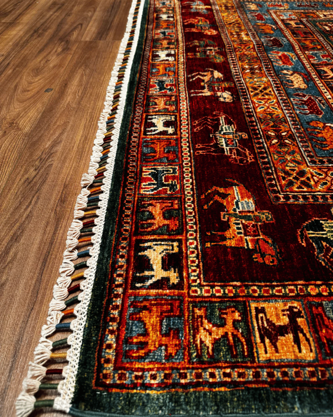 Pazyrk Hand-Knotted Wool Rug 5' 9" x 8'