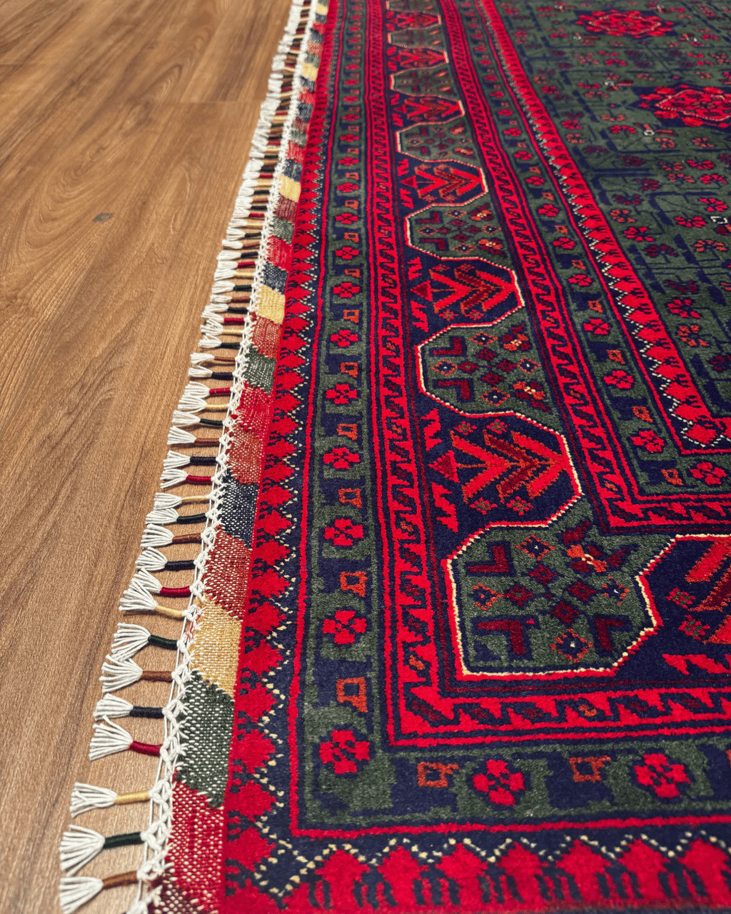 Tapis en laine style afghan 55 x 146 cm