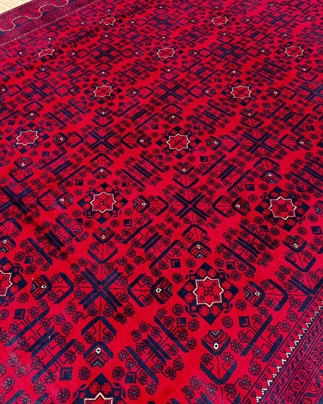 Handwoven Afghan Style Wool Rug 7' 9" x11' 1"