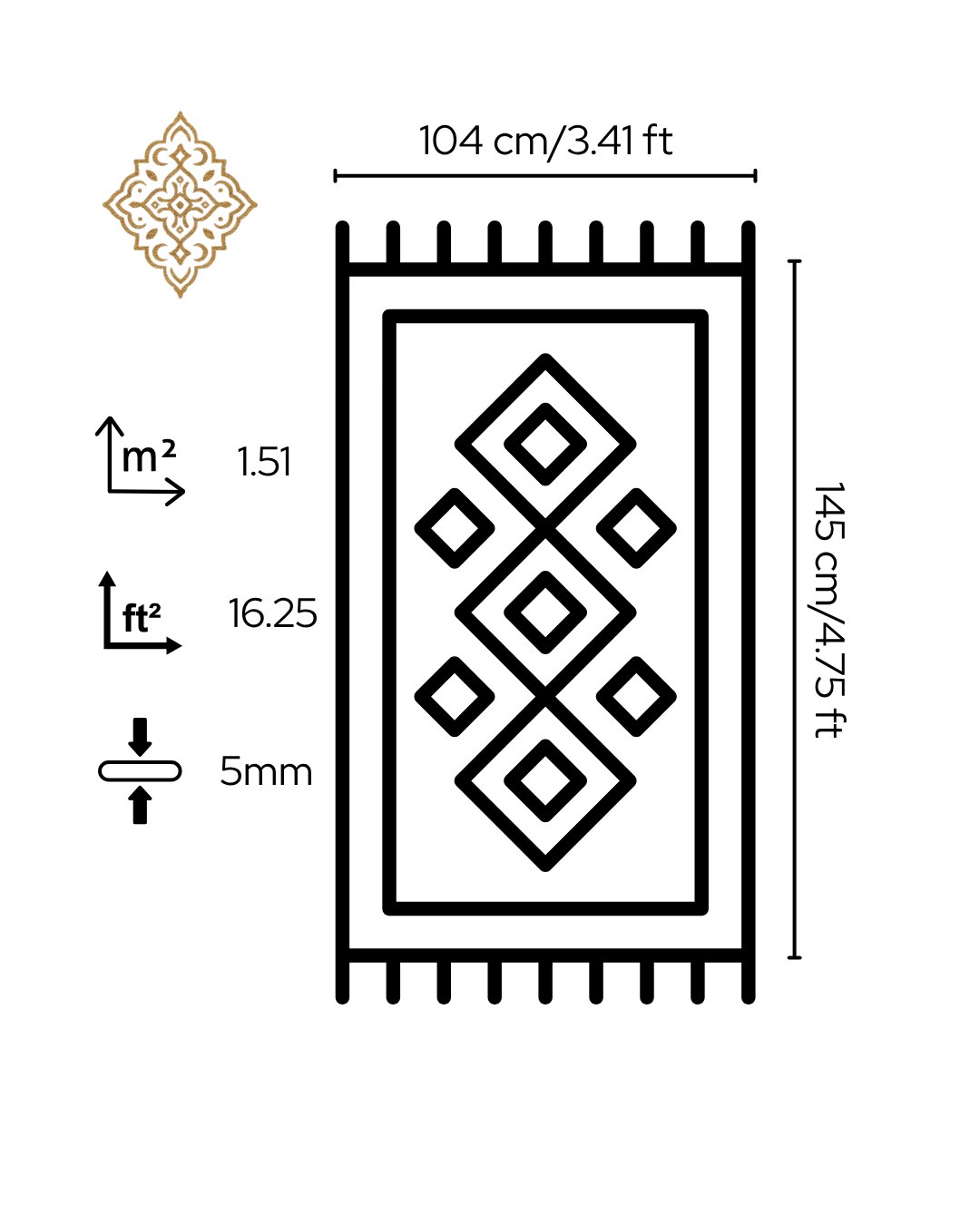 Sultani Hand-Knotted Wool Rug 3' 4" x 4' 8"