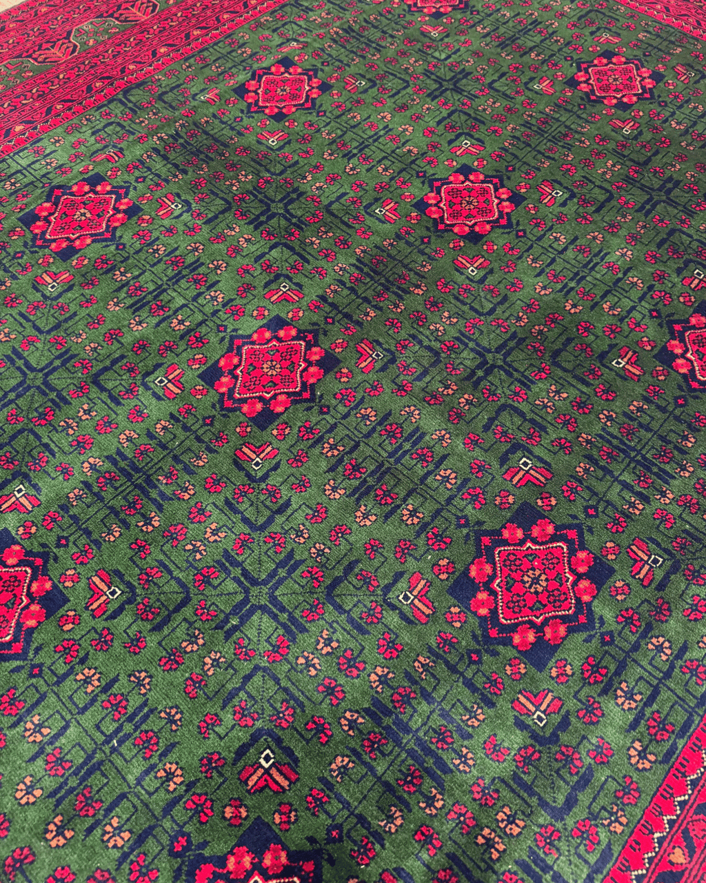 Tapis en laine style afghan 55 x 146 cm