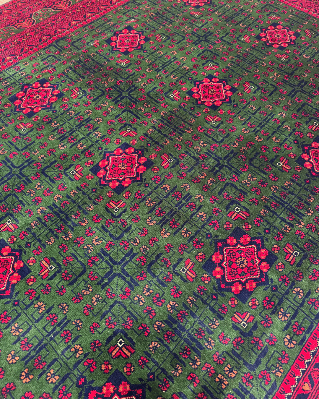 Tapis en laine style afghan 55 x 146 cm