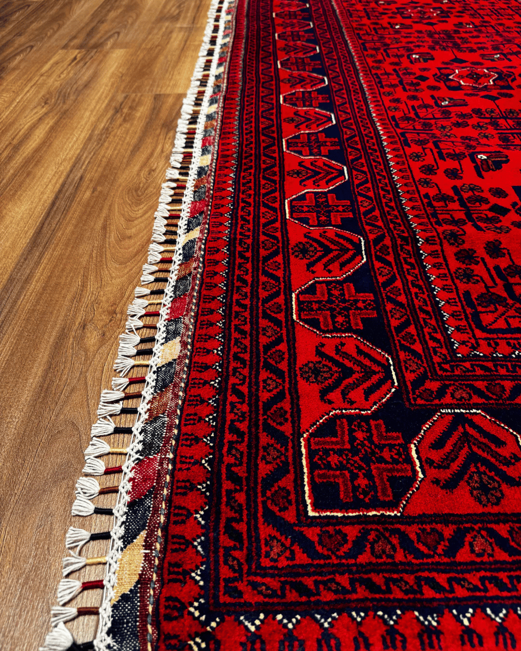 Tapis en laine style afghan 55 x 146 cm
