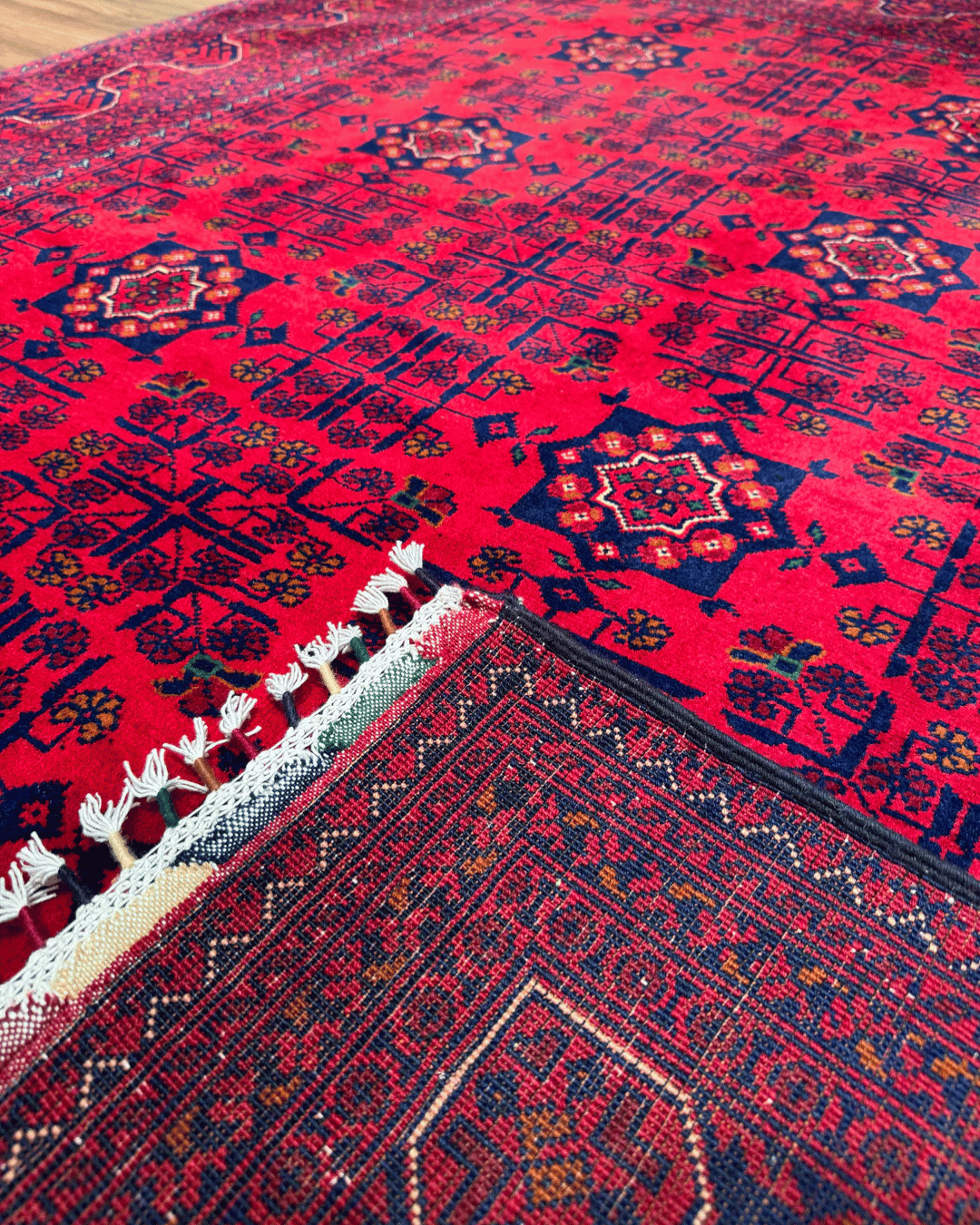 Tapis en laine style afghan 55 x 146 cm