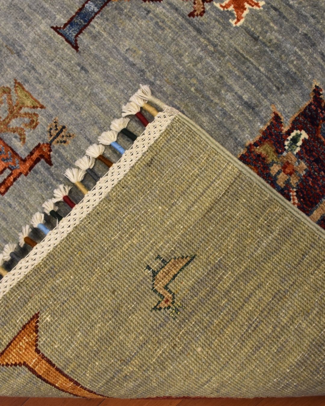 Tapis en laine style afghan 55 x 146 cm